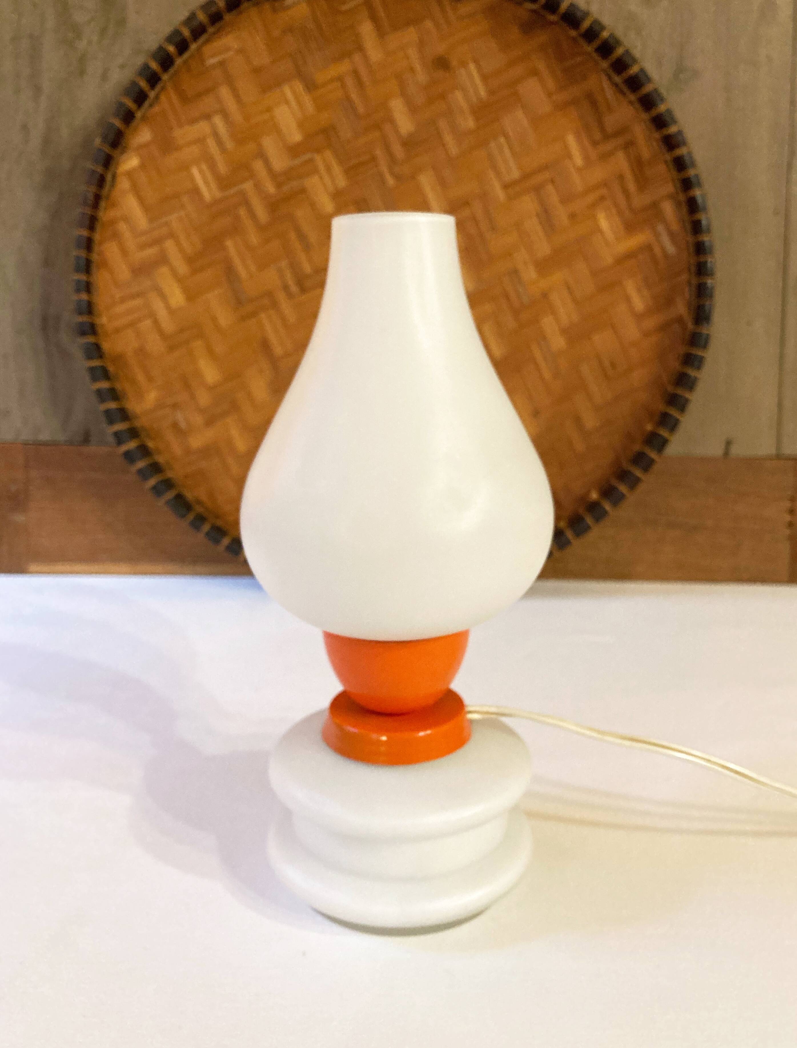 Bedside lamp in opaline glass and orange metal, 1970s