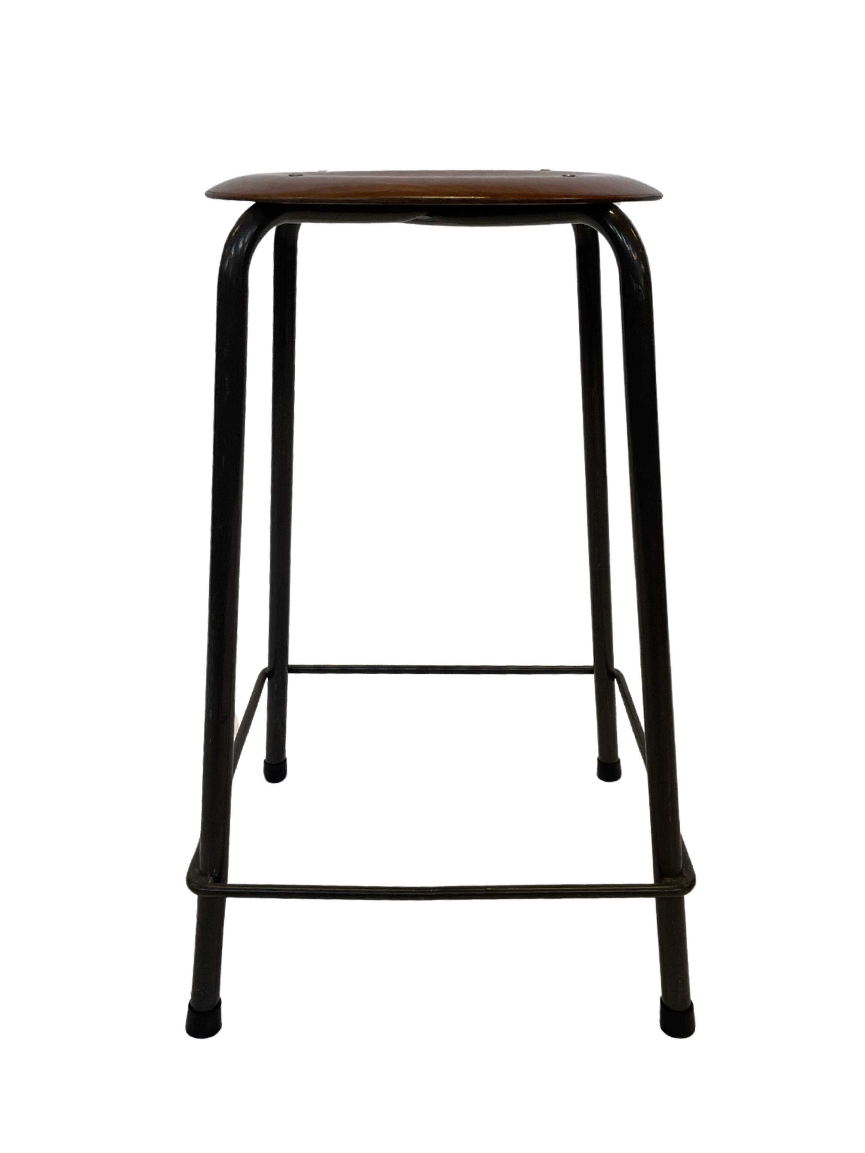 Vintage school stool, 1970s industrial design, Dutch minimalist