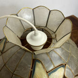 Pendant light, chandelier in mother-of-pearl and brass