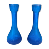 Soliflores en verre bleu