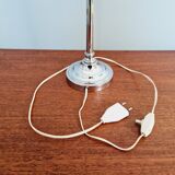 Desk lamp in chrome metal and white opaline