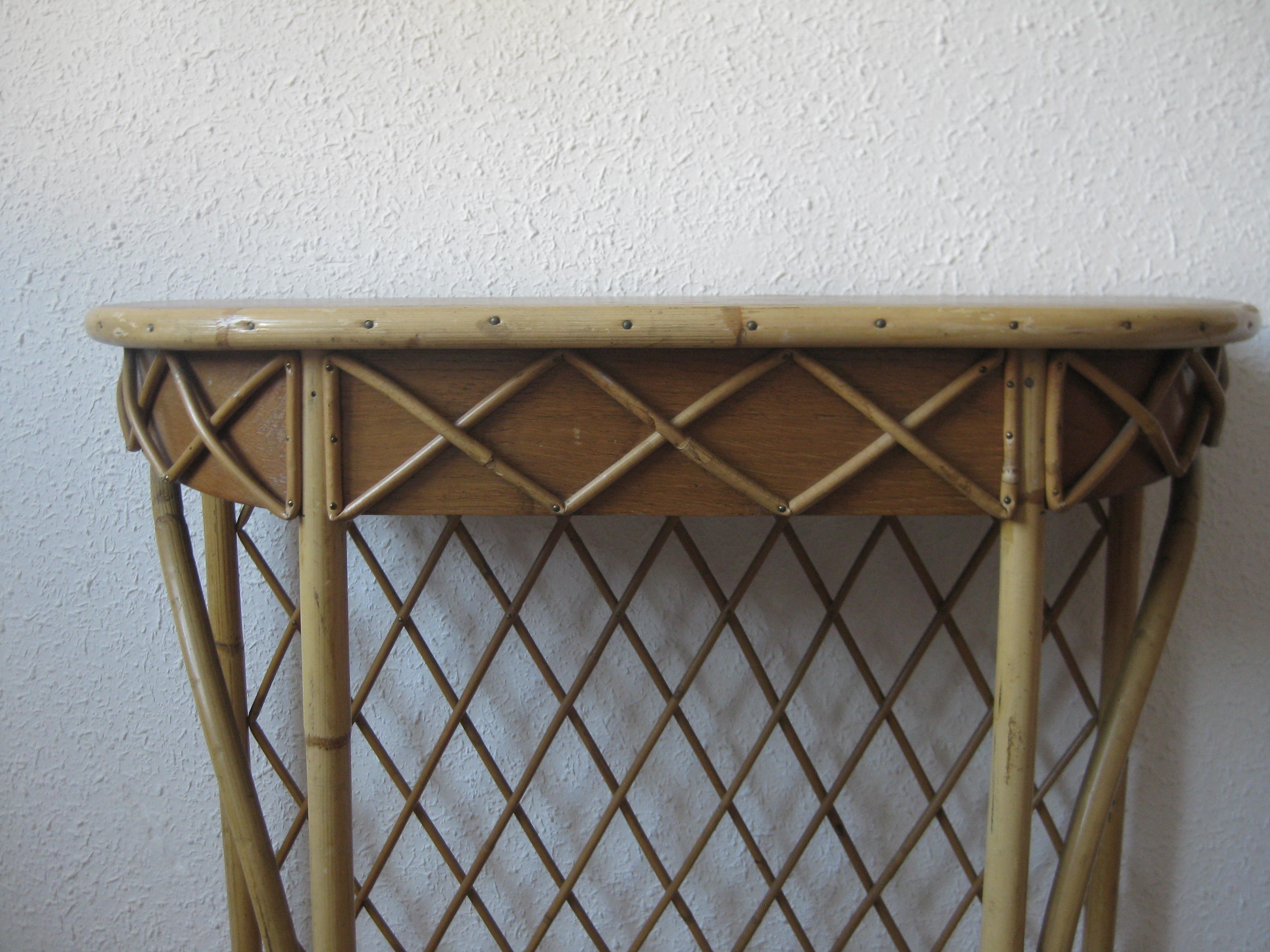 Louis Sognot 1950 rattan console