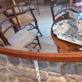 Oval wooden mirror and marquetry nets 1930