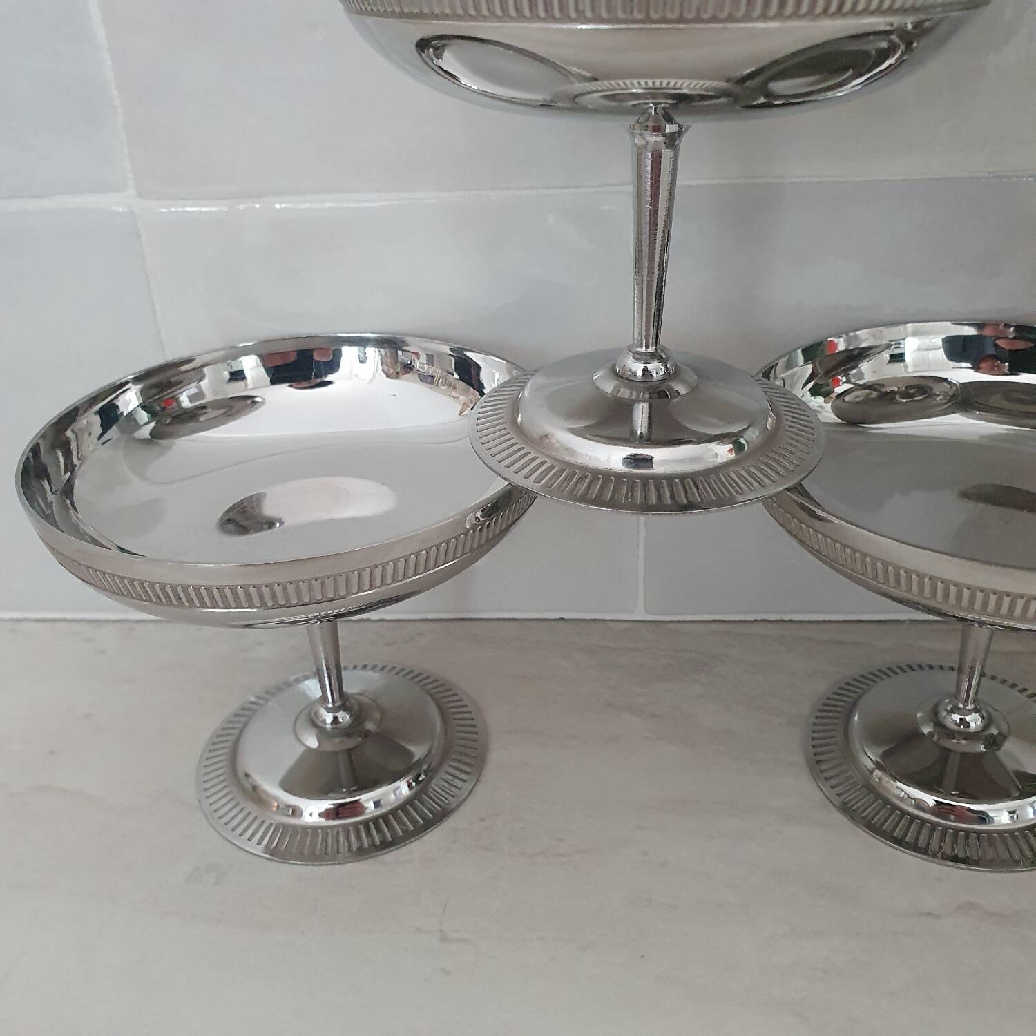Chrome-plated stainless steel dessert bowls Jean Couzon