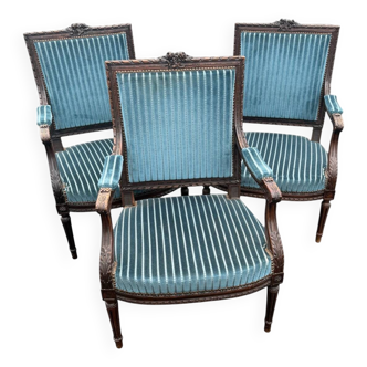 Antique armchairs from the 19th century, Louis XVI style.