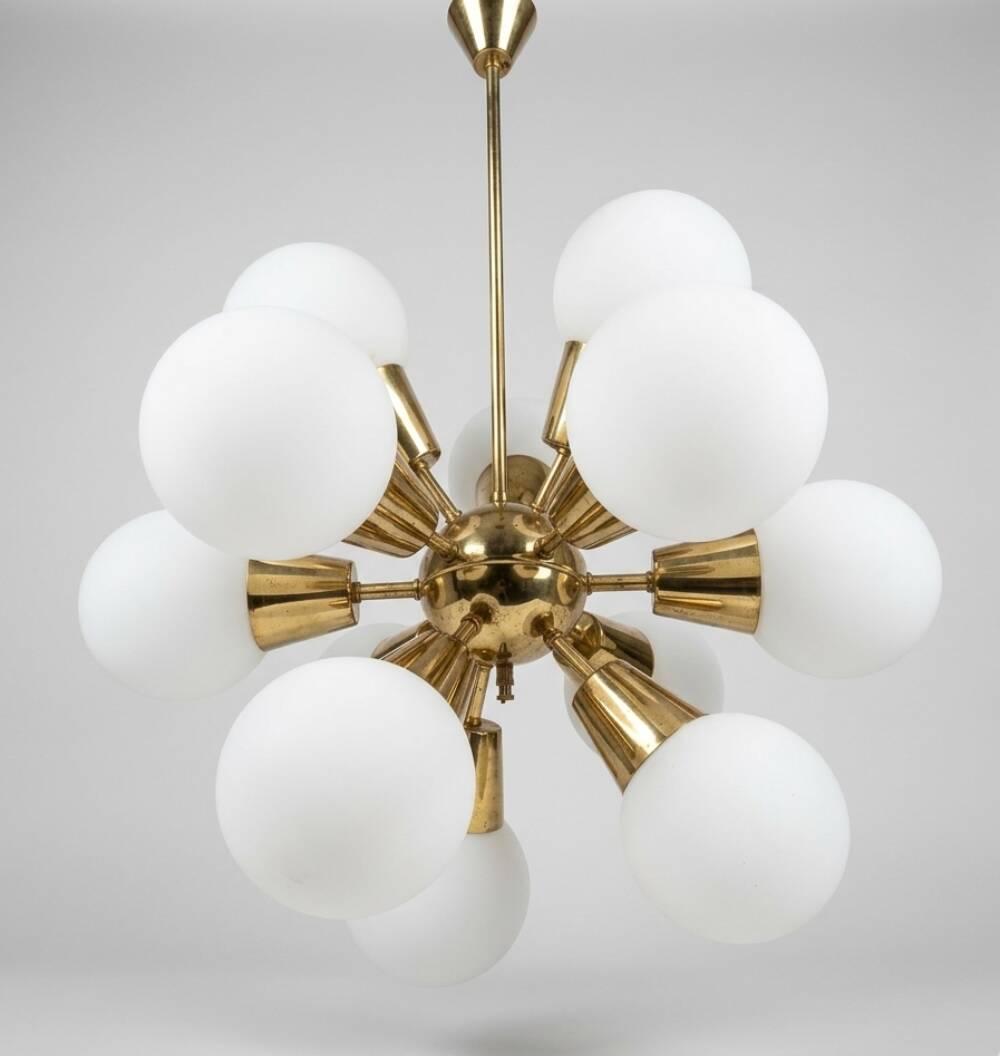 Sputnik Chandelier Mid Century Glass Kamenický Šenov 1960s Czechoslovakia