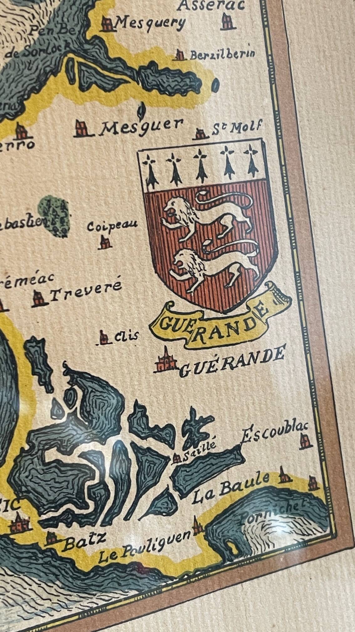 Vintage Atlantic Ocean Marine Map Gold Leaf Frame