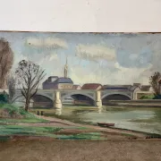 Bridge on the Seine, oil on panel signed A Graves