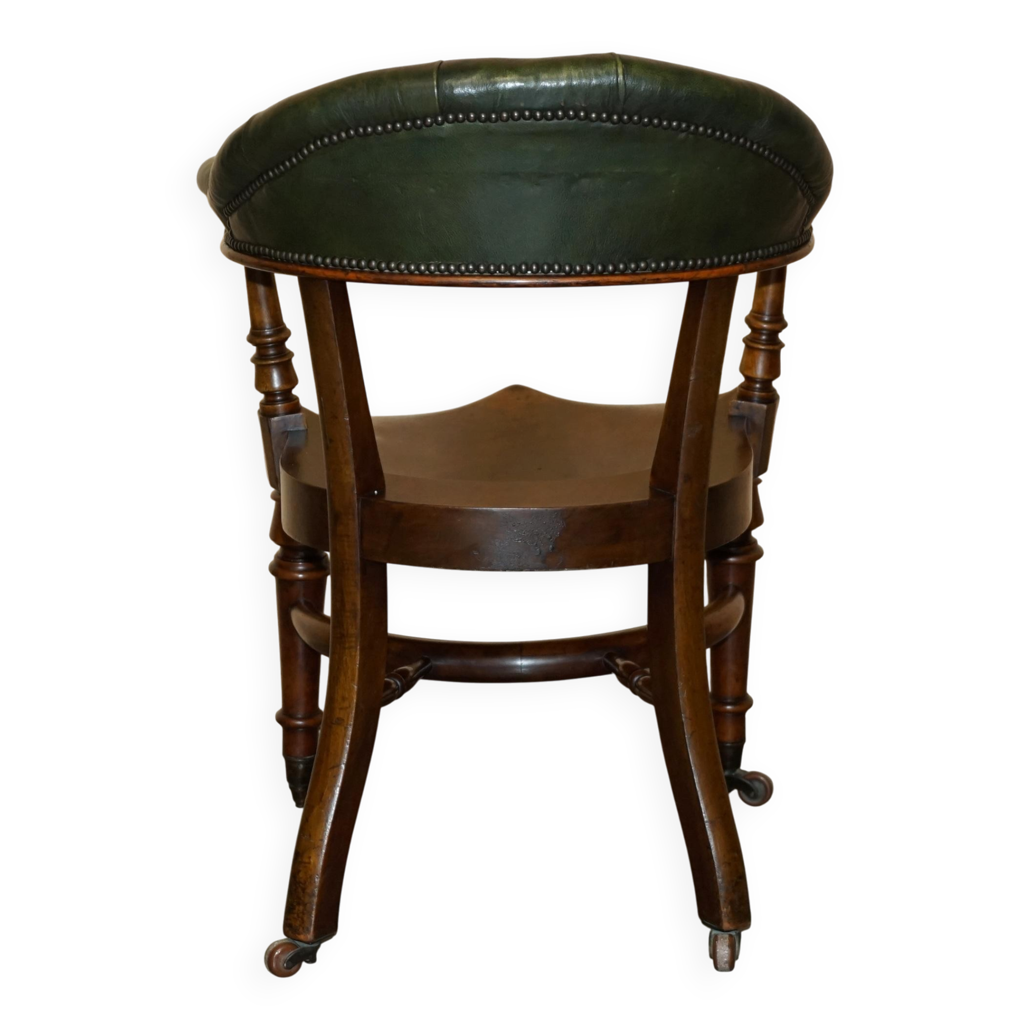 Chaise de capitaine victorienne en acajou et cuir