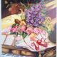 Vintage oil painting on canvas signed Darmanté – Still life with piano and flowers.