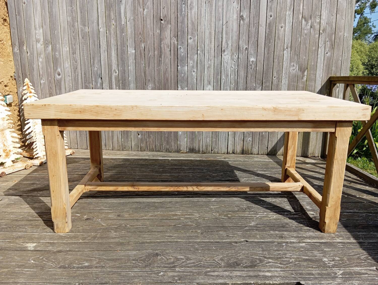 Solid raw wood farm table