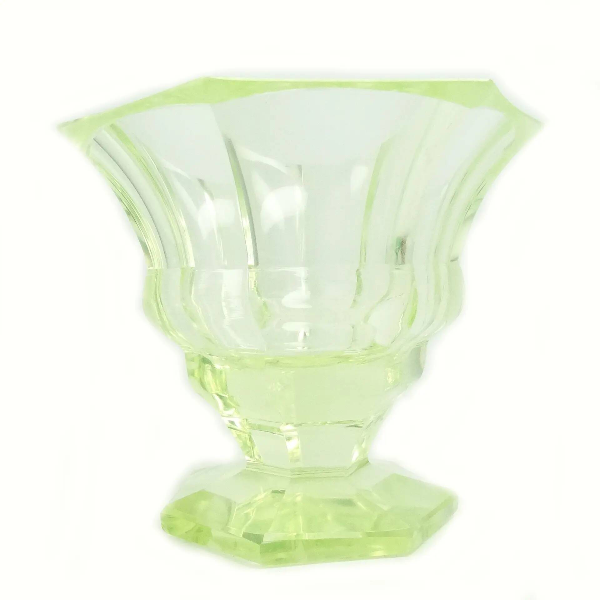 Art Deco vase, uranium glass, Poland, 1930s