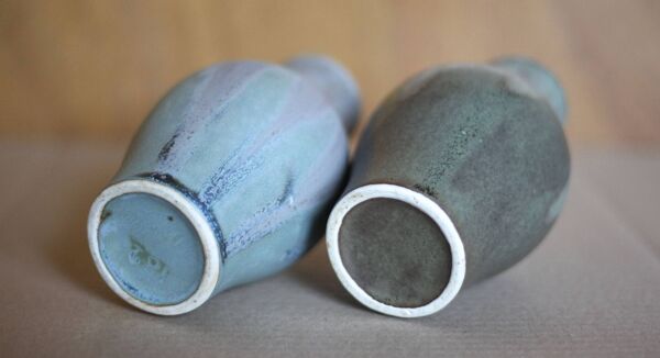 Paire de vase grès flammé Denbac style, petit vase vintage, pot à fleurs