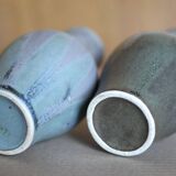 Pair of Denbac style flamed stoneware vases, small vintage vase, flower pot