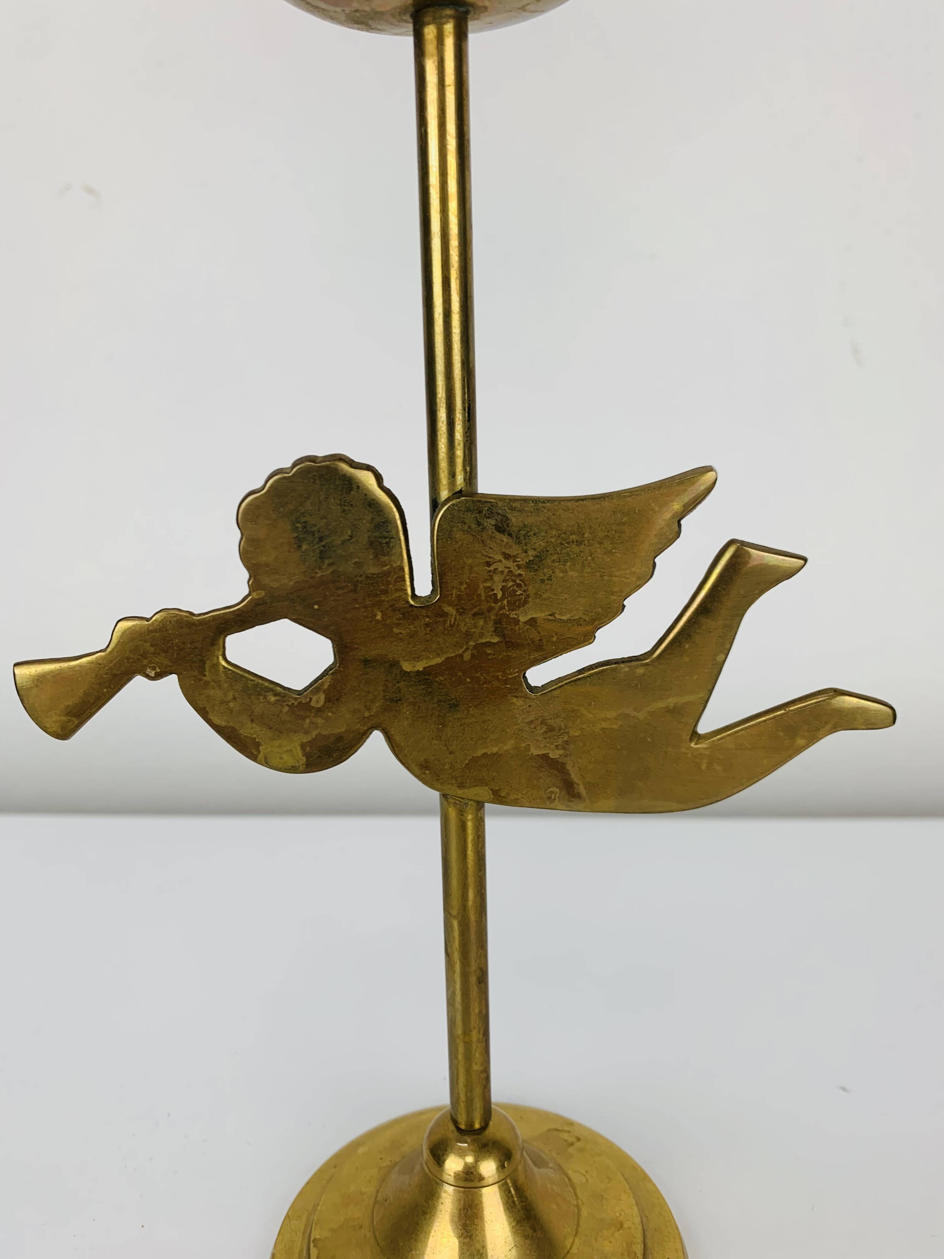 Vintage gold brass angel candle holder