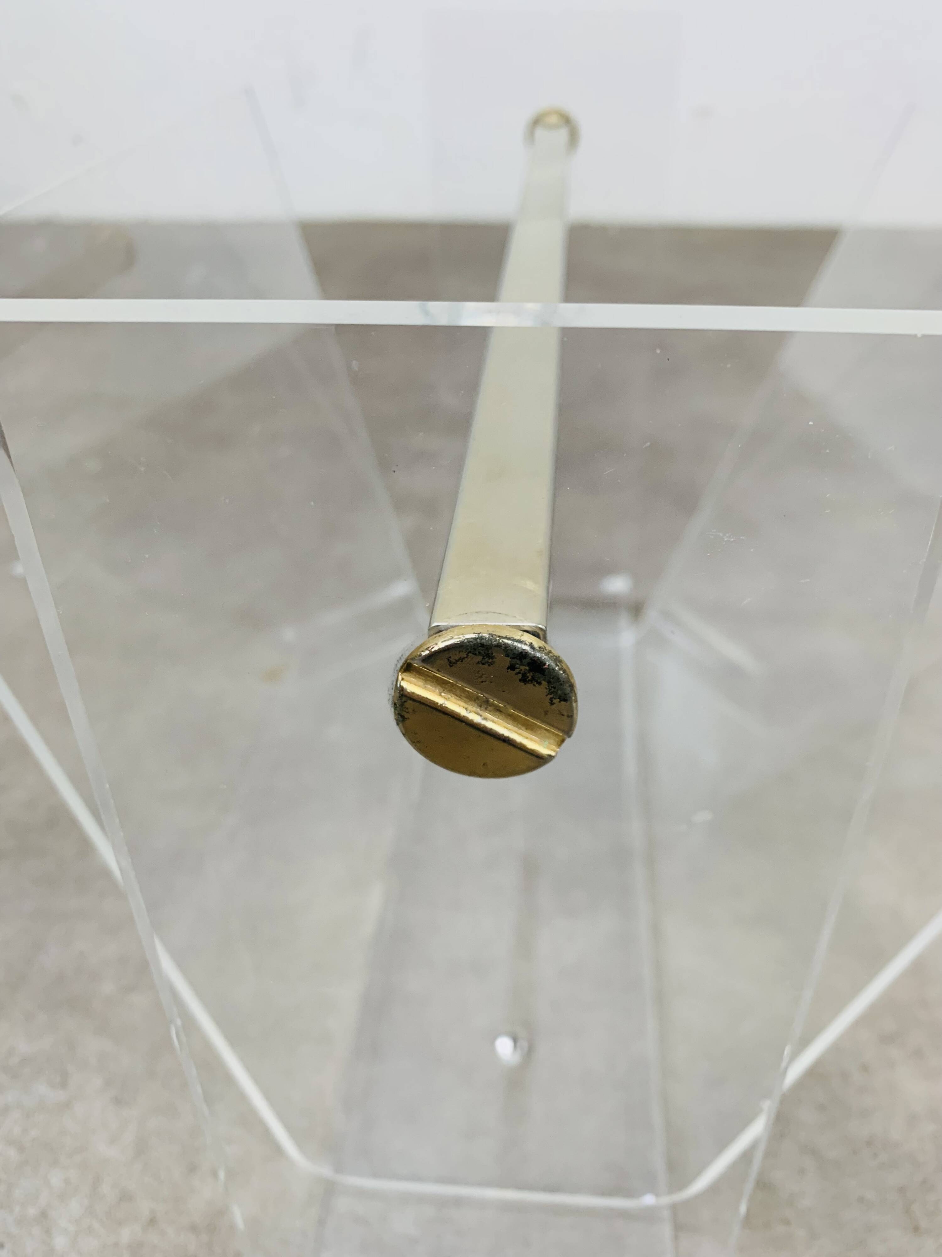 Plexiglas and brass magazine rack, David Lange, 1970s