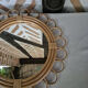 Miroir rotin vintage 1970