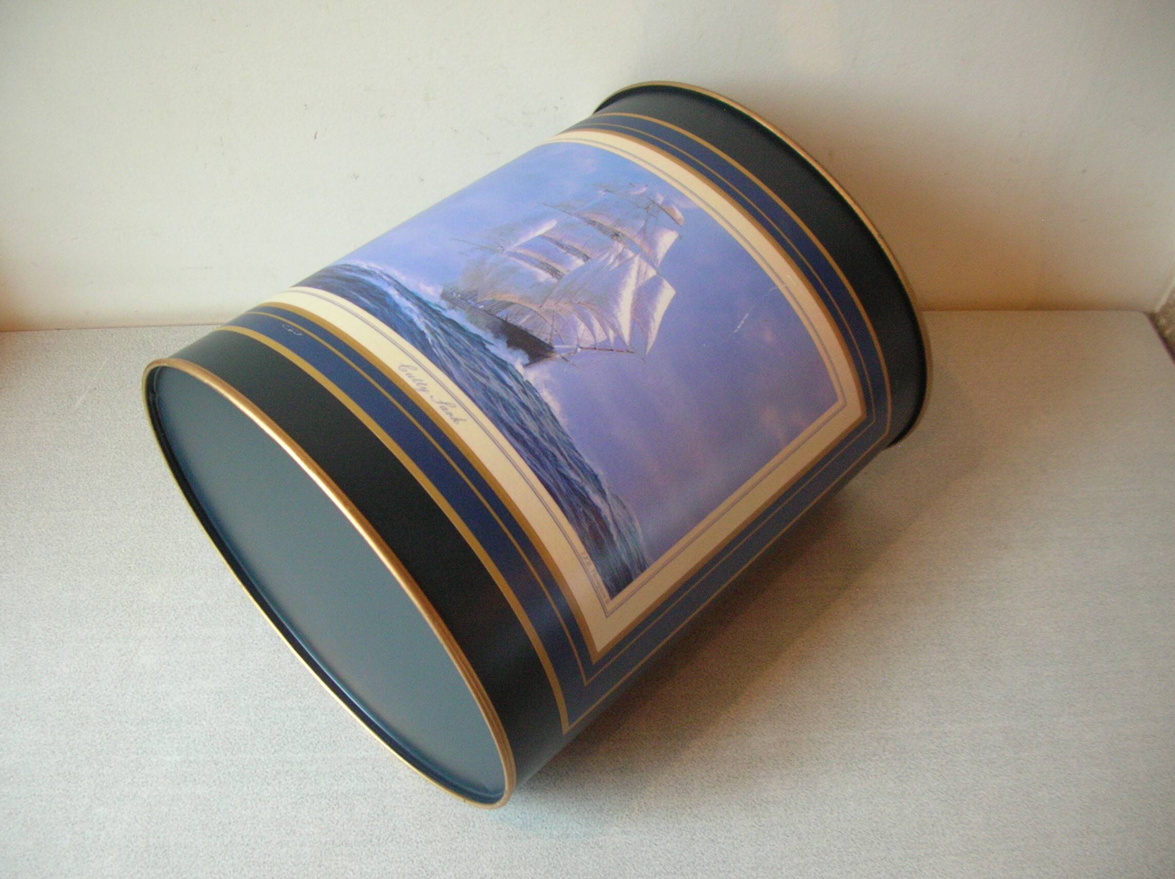 Metal wastebasket decor three poles Cutty Sark retro office trash can