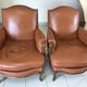 Louis VX style leather armchairs
