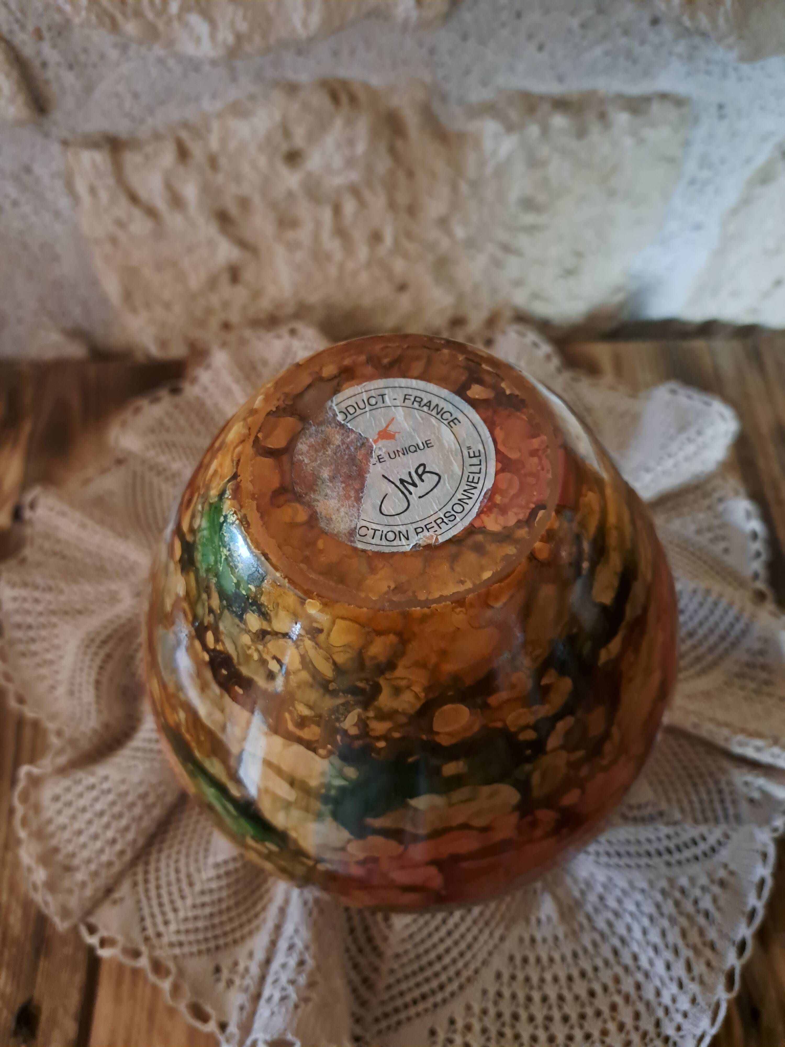 Jean Noël Bouillet vase lacquer on glass Mistigri Chapoutier