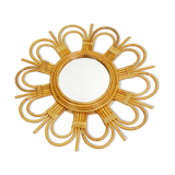 Rattan Mirror, type sun, England 70s 51 cm
