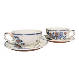 Two Gien earthenware chocolate cups