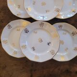 6 assiettes à dessert Sarreguemines Fleurs de France. Années 50