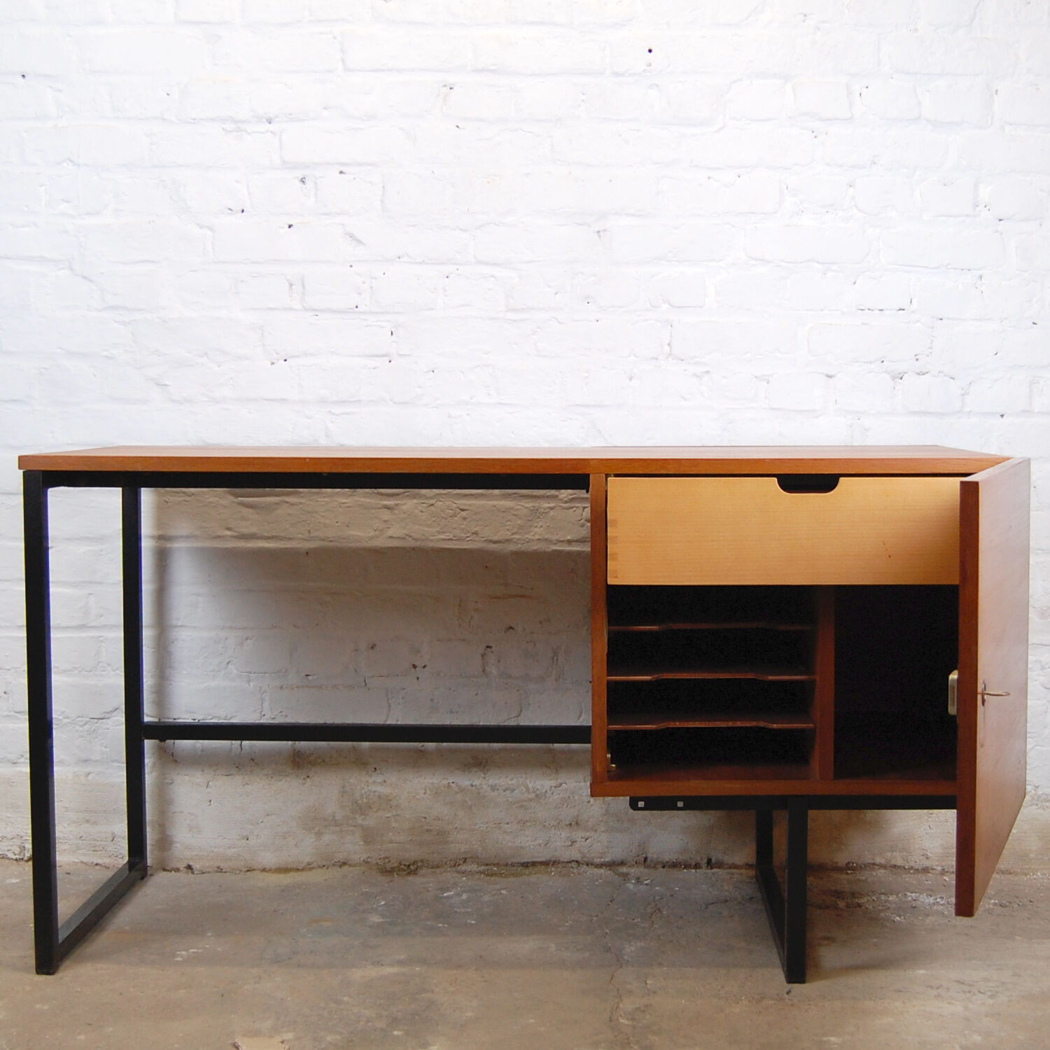 Teak table-machine desk by Pierre Guariche for Meurop