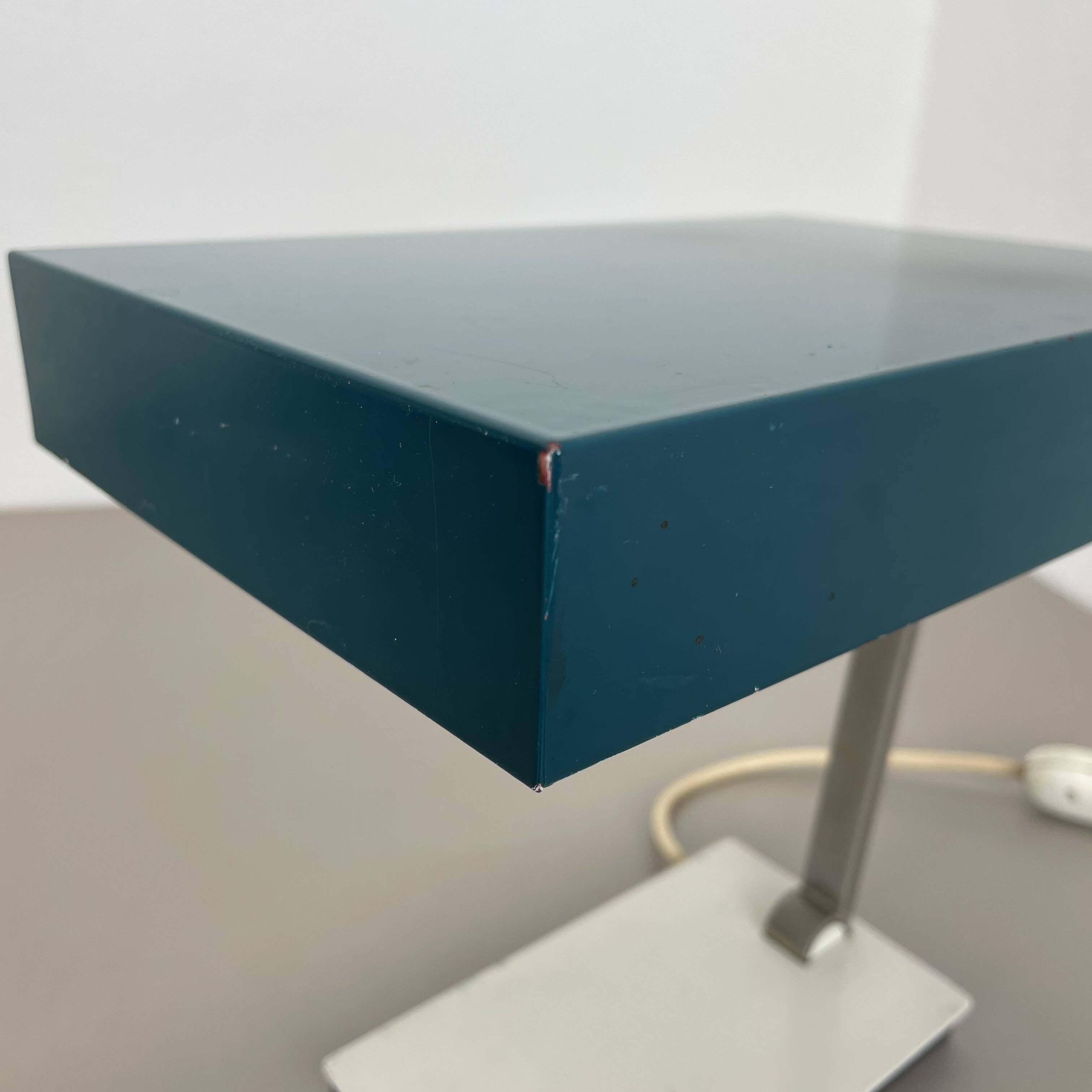 Modernist green Cubic Sputnik Table Light Kaiser Leuchten Lights, 1970s Ger
