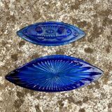 Vintage blue glass candy dish “Remember the Maine” - militaria
