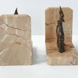 Vintage bronze & marble fawn bookends 1940s 50s