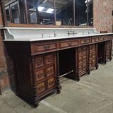 1930s Barber Cabinet | Double Salon Unit with Marble & Mirror
