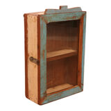 Burmese teak wall display case with original polychrome patina