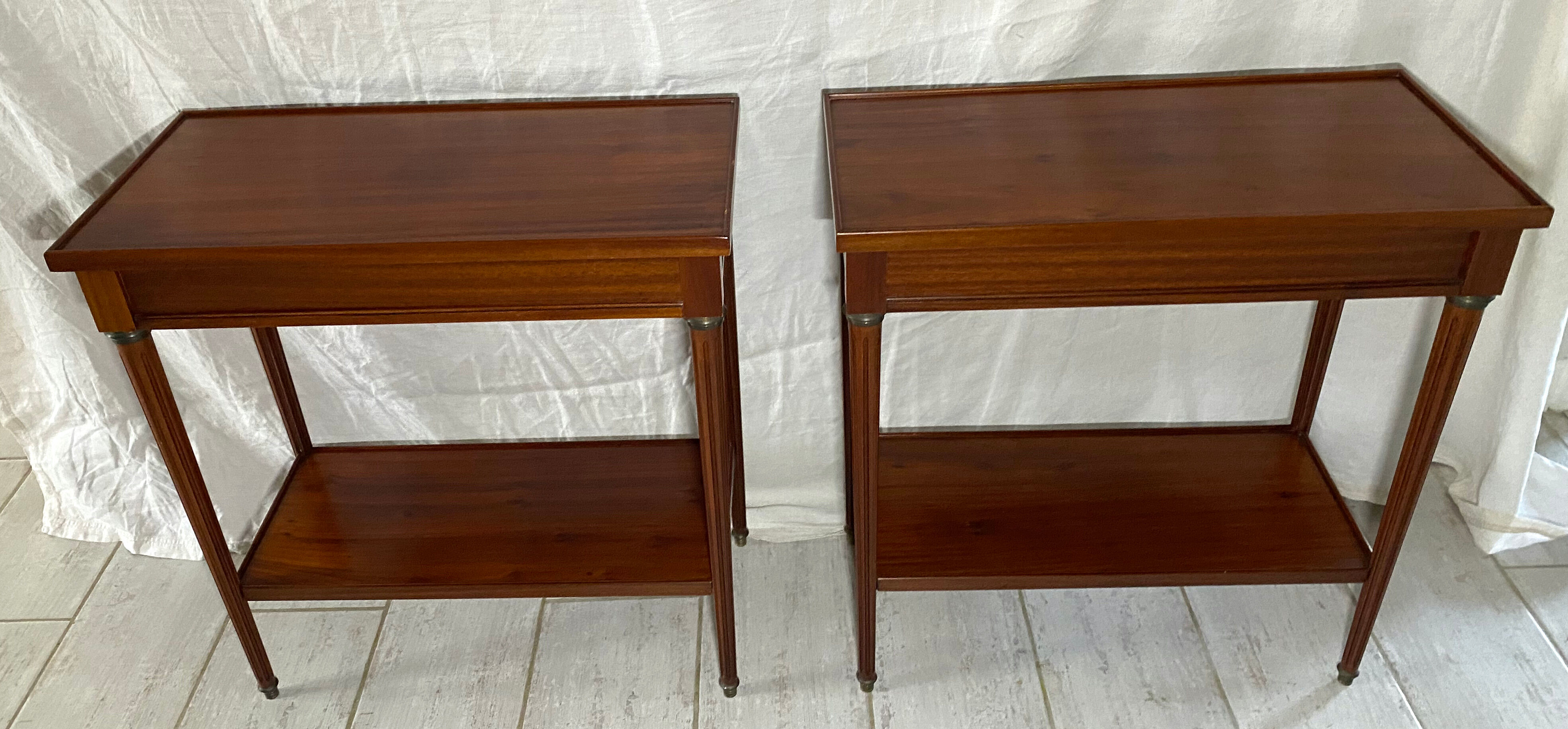 Pair of Louis XVI style wooden bedside tables