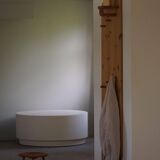 Sculptural wall-mounted coat rack in solid pine, Danish modern, 1980s.