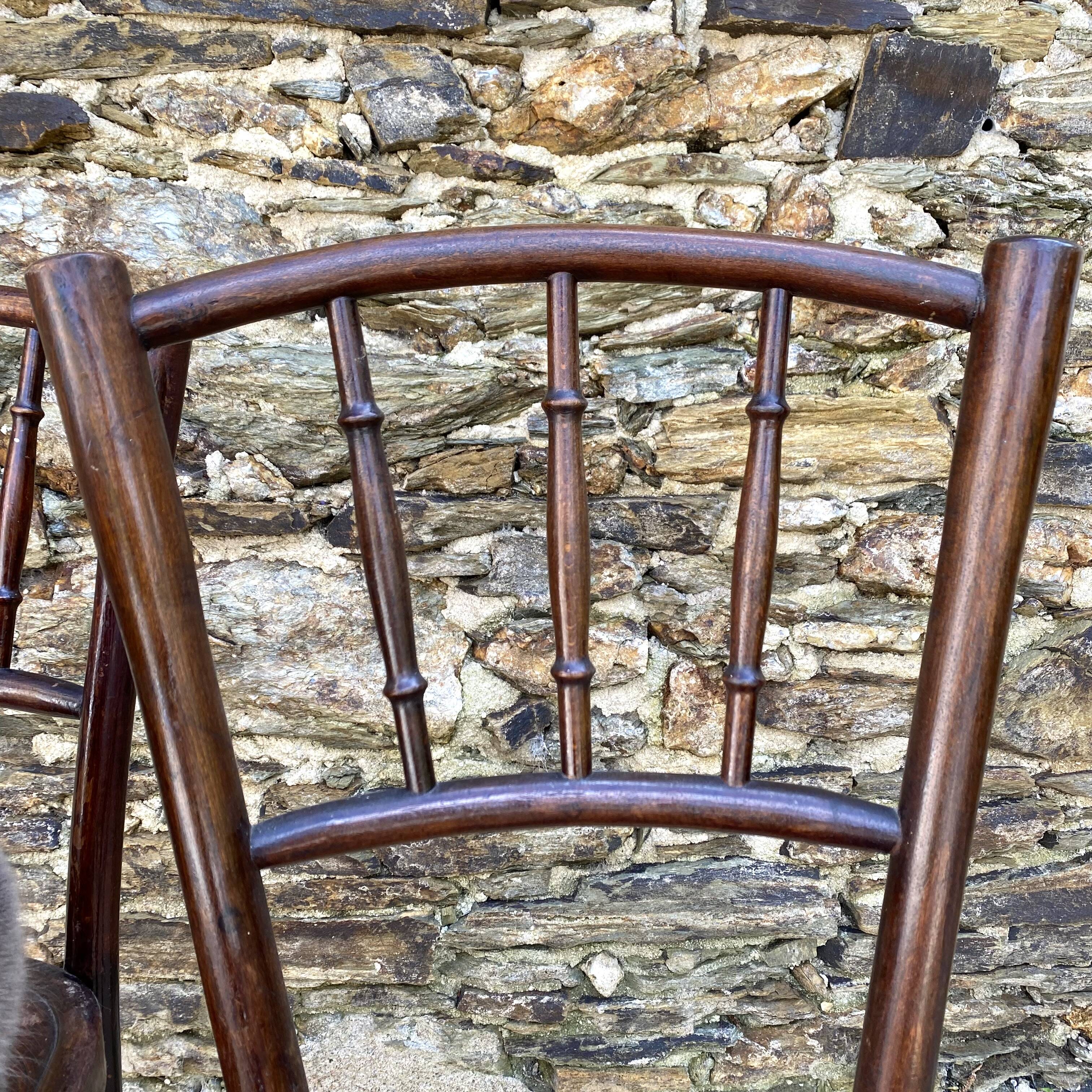 Pair of Thonet bistro chairs with flower decor, art nouveau