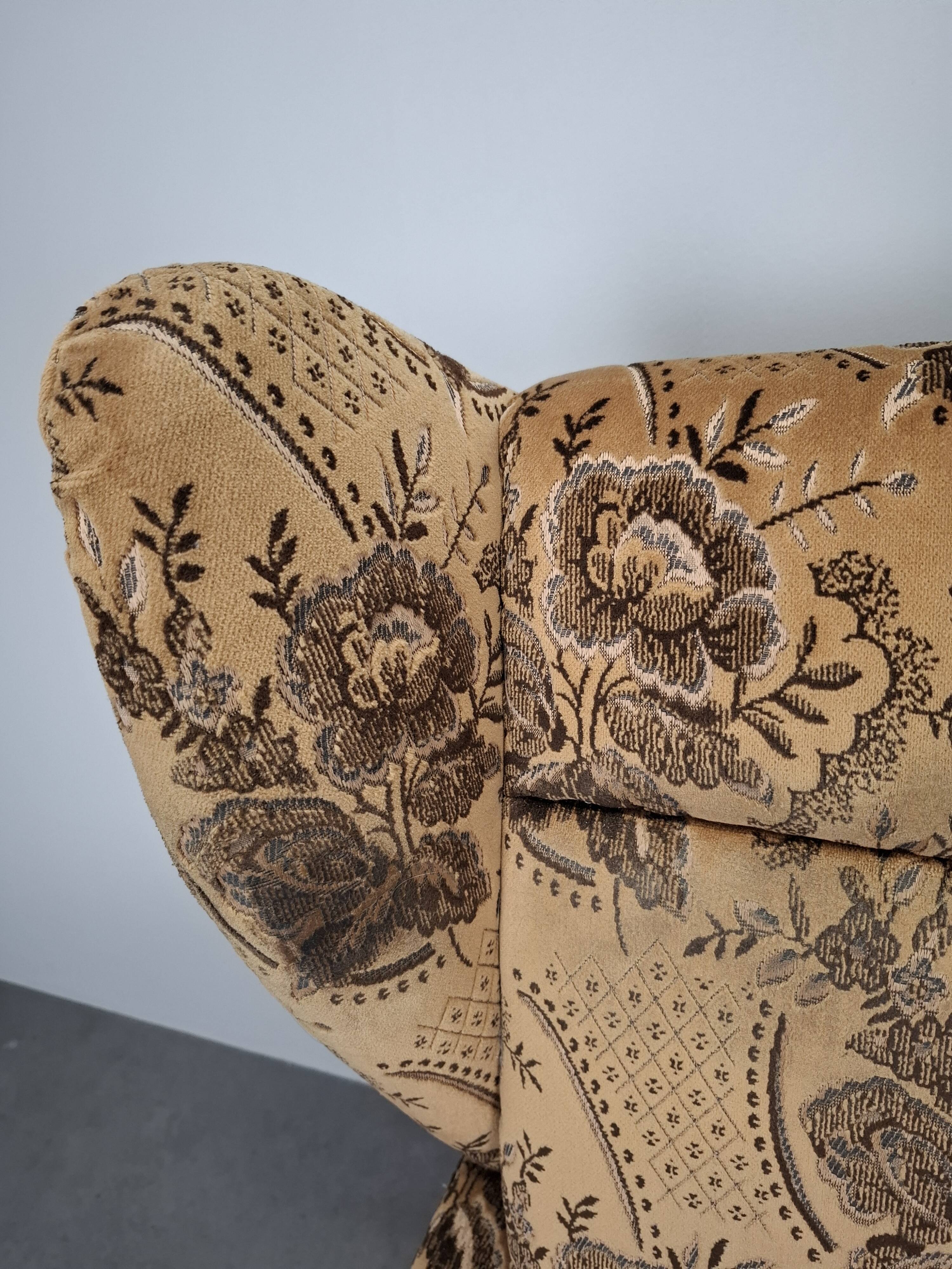 Mid-Century Czechoslovak Plush Wingback Recliner Chair, 1970s