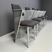 Chaises de salle à manger en métal postmodernes, années 1980