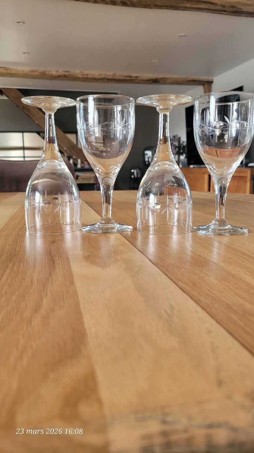 4 antique stemmed glasses