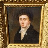 19th C. Portrait Painting Young Man Gentleman Antique