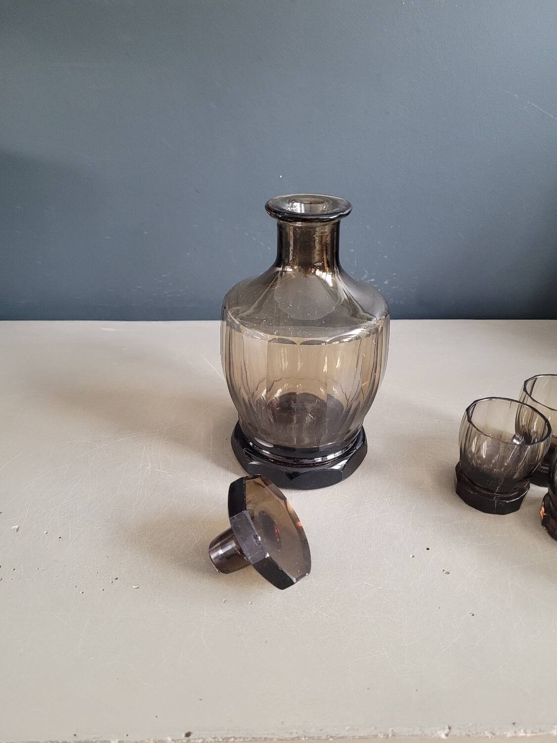 Smoked glass liqueur set