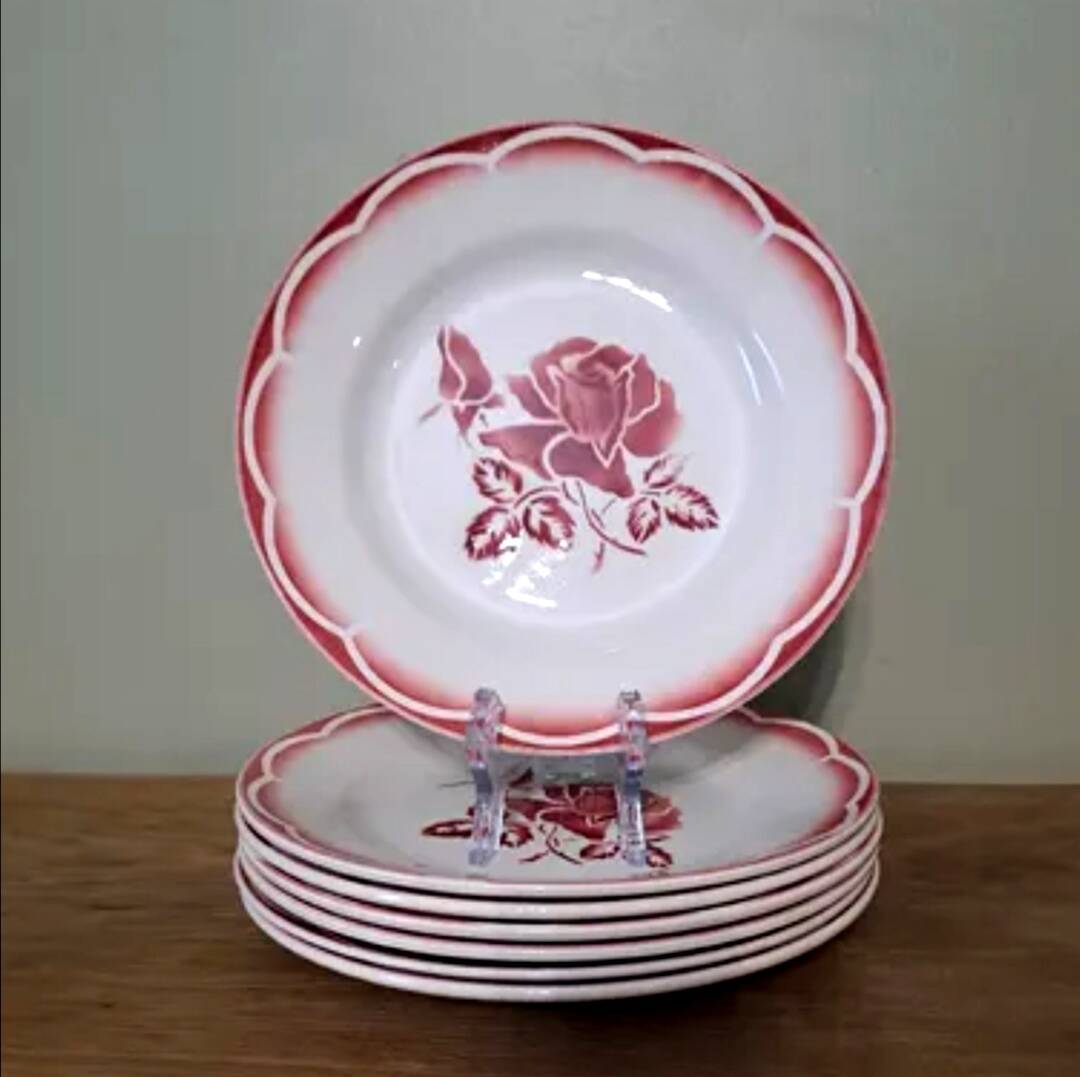 7 assiettes plates Digoin Sarreguemines modèle Orly