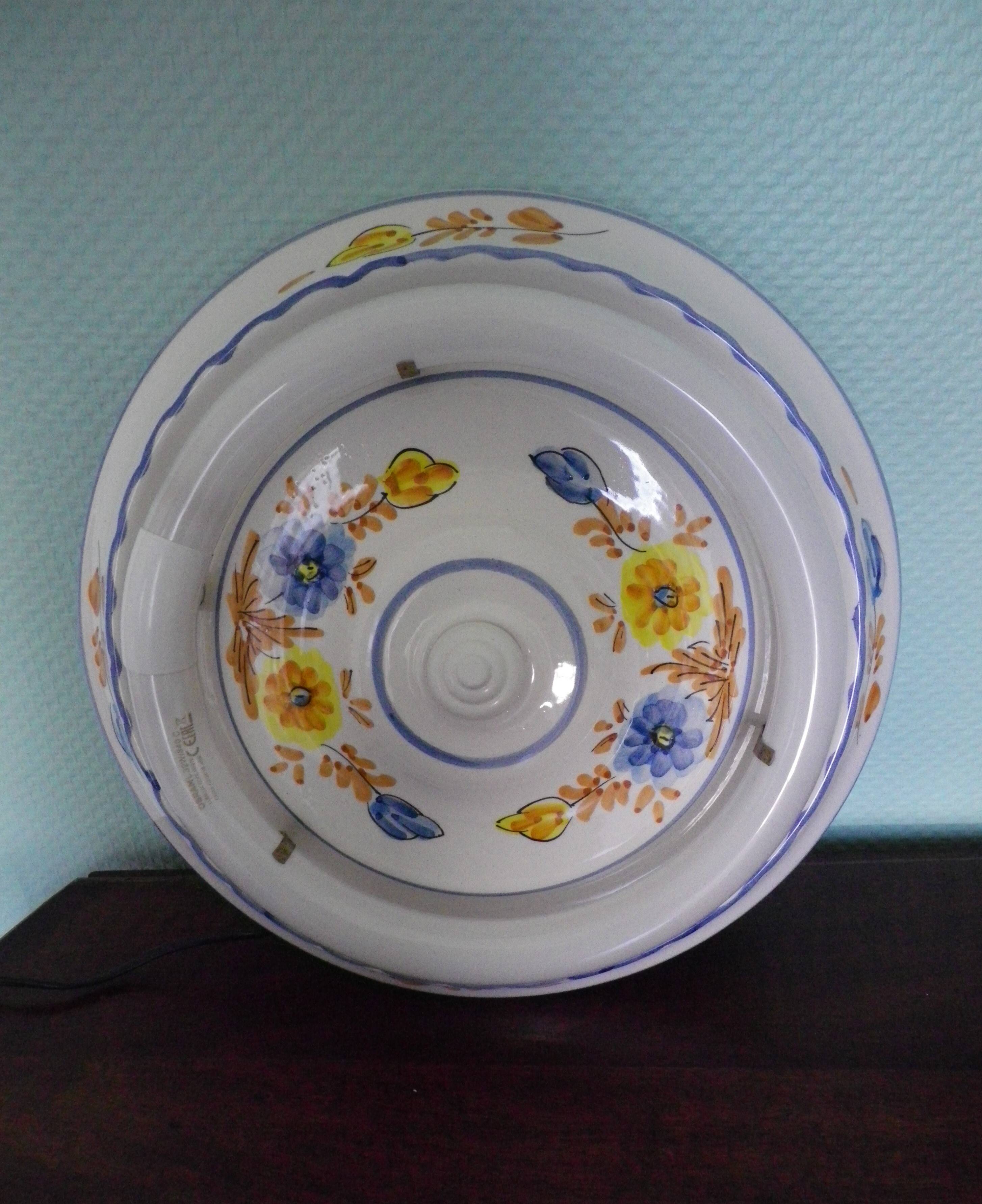 Round hand-painted ceramic ceiling light