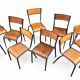 Lot 10 chaises industrielles école dépareillées vintage mullca tube & bois