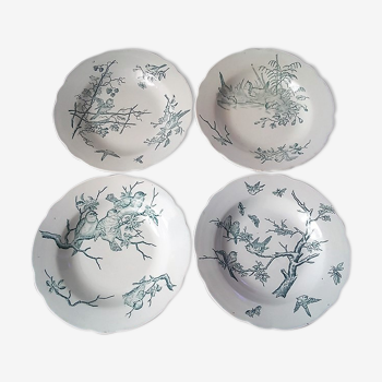 Suite of 4 hollow plates decoration birds