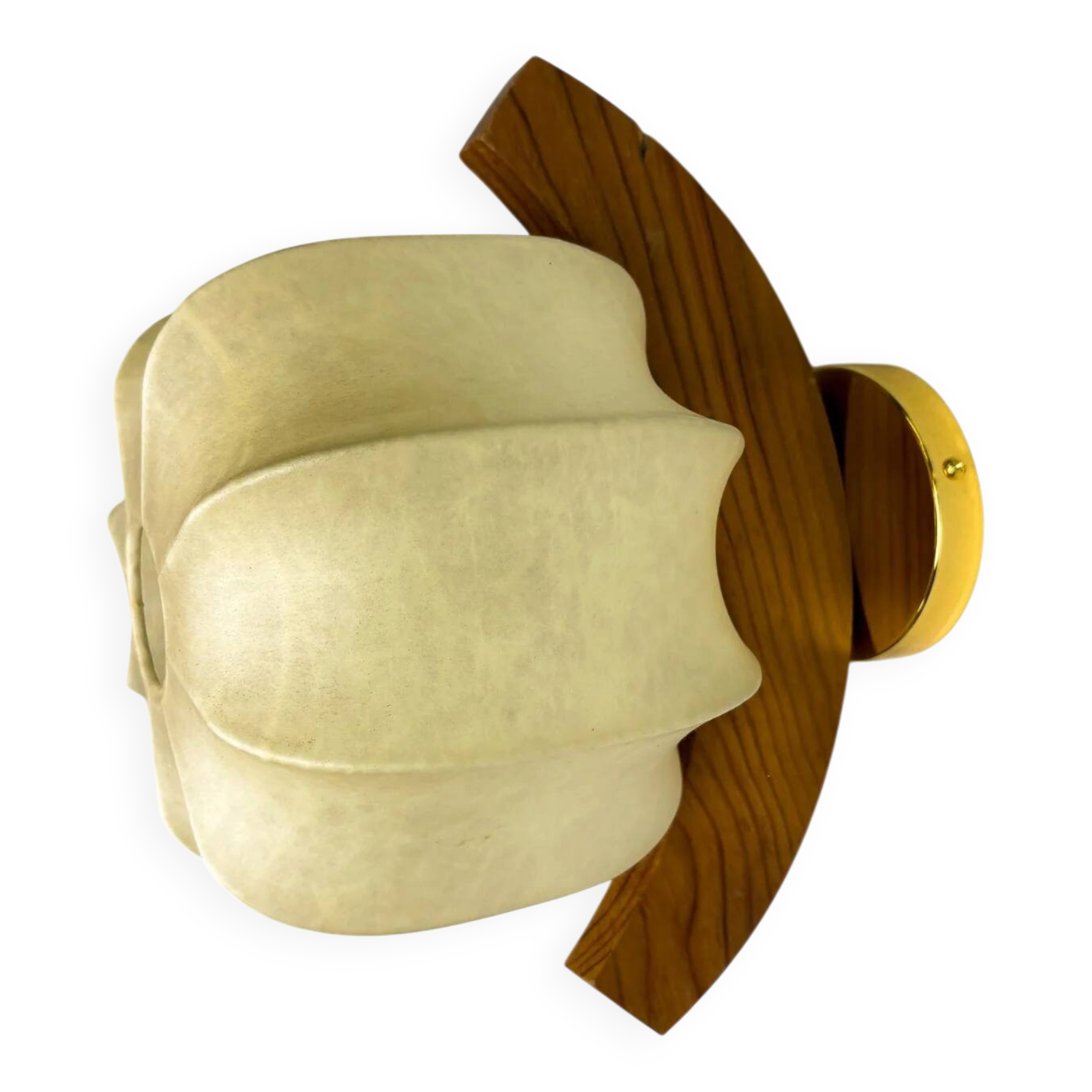 Italian "Cocoon" wall light, resin and pine wood, 1970s