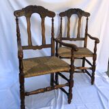 Pair of rustic mulched armchairs