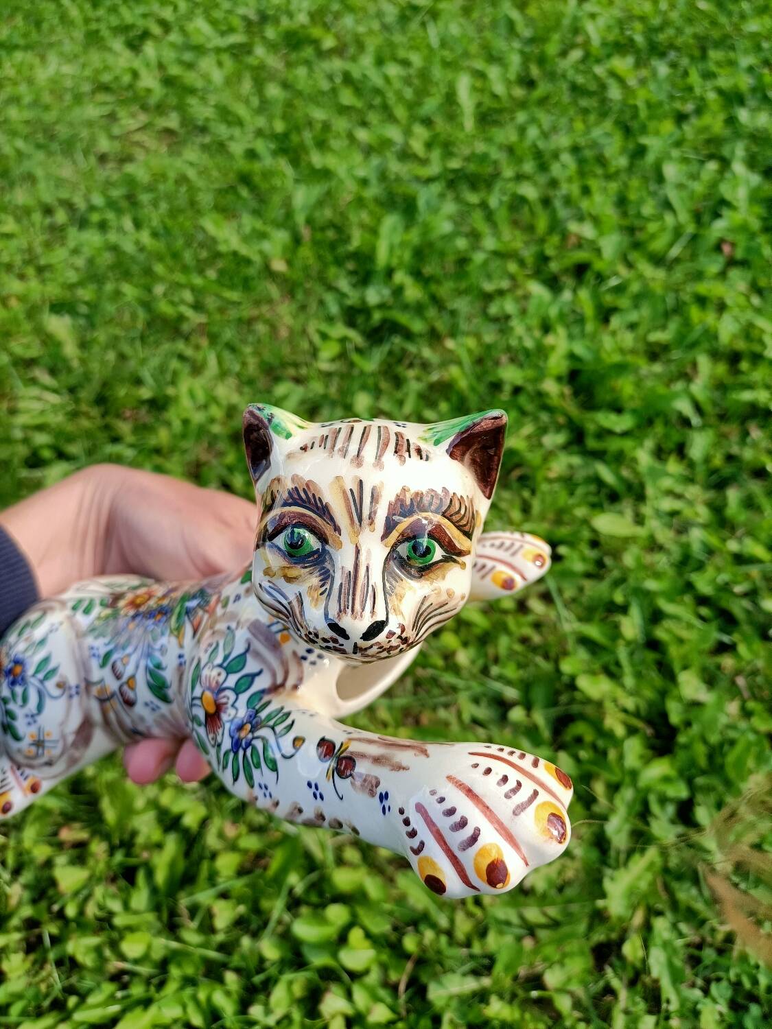 Zoomorphic Bouquetieres Hand-painted Desvres Cats