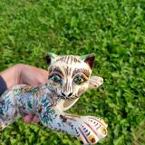 Zoomorphic Bouquetieres Hand-painted Desvres Cats