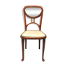 Chaise vintage type bistrot en bois et Skaï